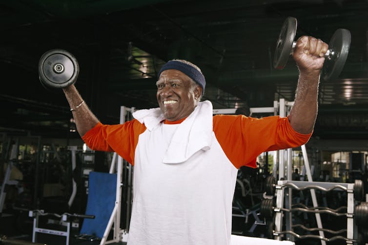 A man lifting weights.