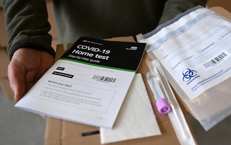 A COVID-19 home test kit.