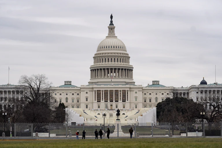 The U.S. Capitol on a gray day in January.