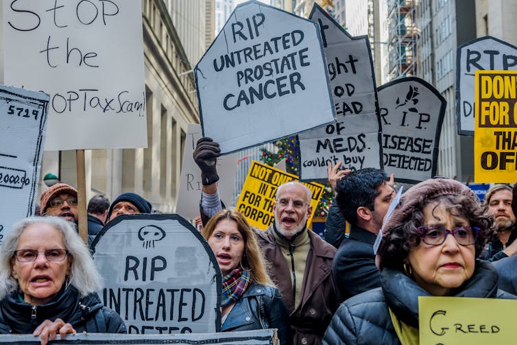 Demonstrators protesting for