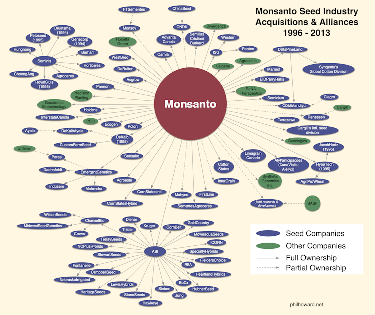 Graphic showing consolidation in the global seed industry