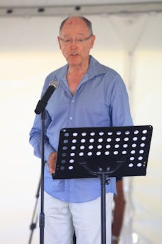 Don Brash speaking with microphone