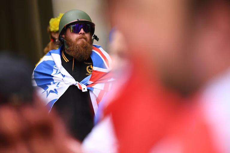 A far-right protester in Melbourne.