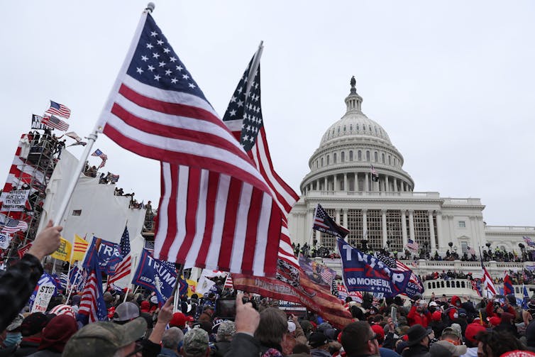 Rioters storm the US Capitol in January 2021.