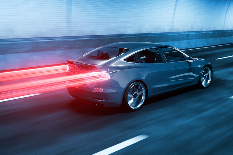 Electric vehicle in tunnel
