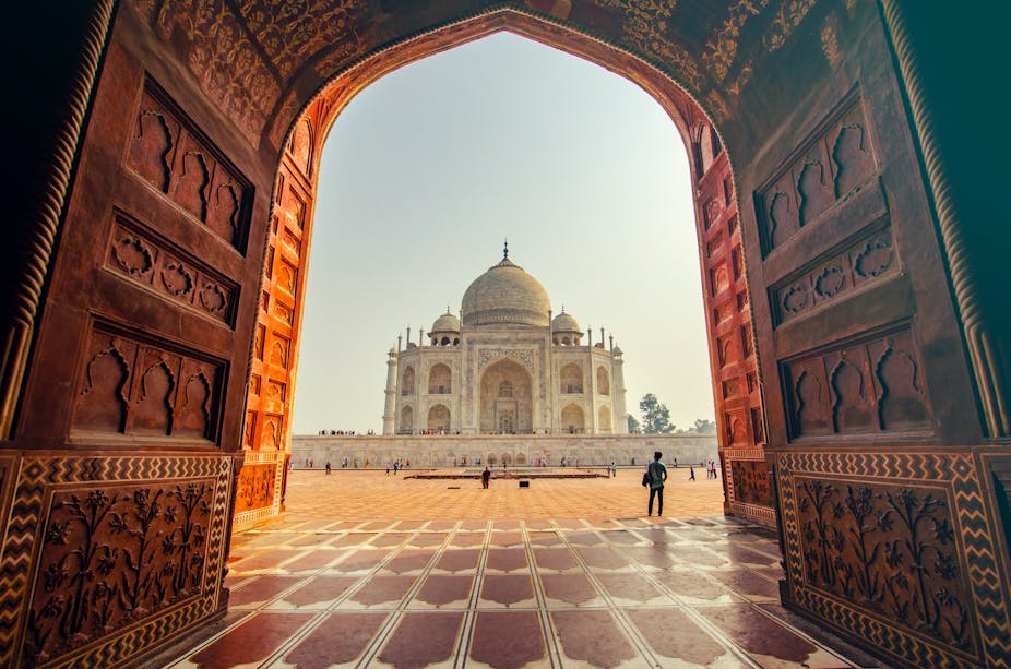 Gates look out on Taj Mahal