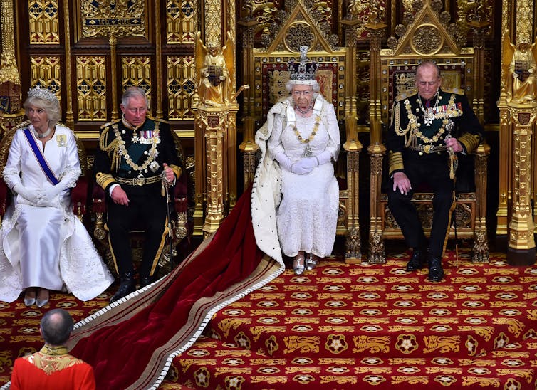 Queen Elizabeth at the opening of British Parliament.