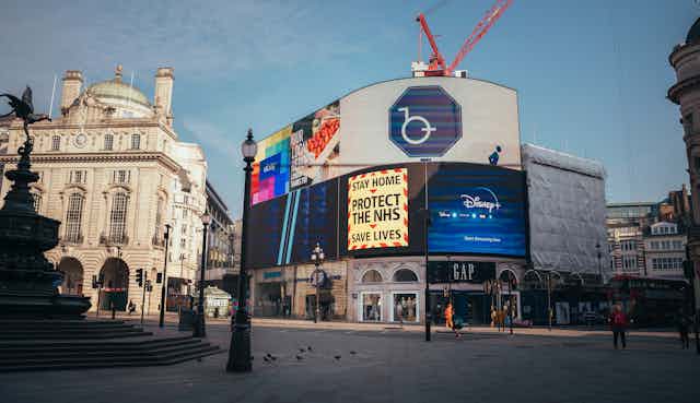 Piccadilly Circus in London during lockdown