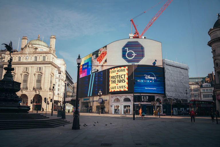 Piccadilly Circus in London during lockdown