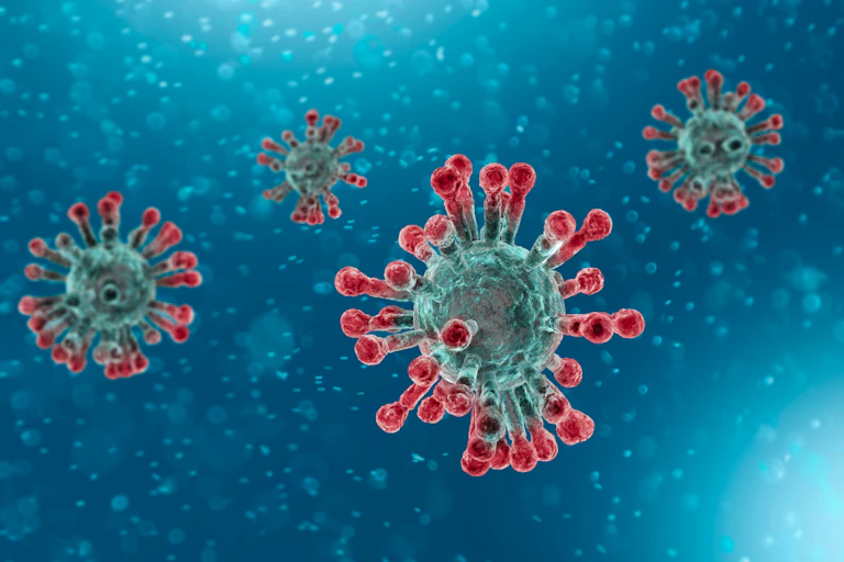 Microscopic view of Coronavirus,