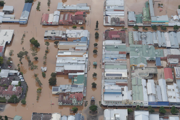 A town is flooded.