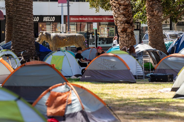 Tents in a city park