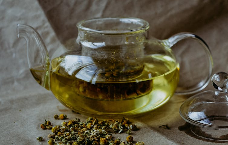 A pot of chamomile tea.