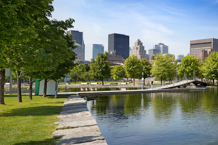 Urban waterfront park in Montréal