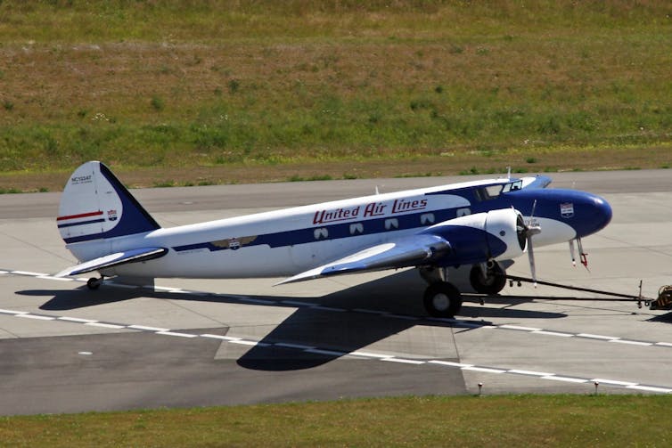Boeing 247 aeroplane on the runway