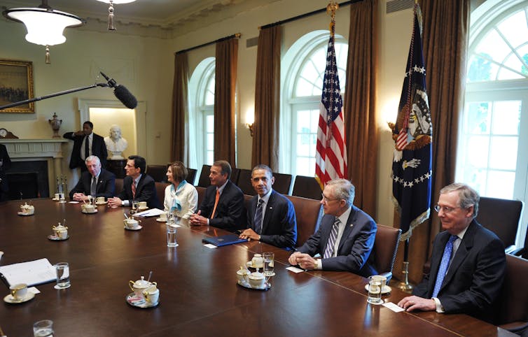 President Obama meeting with congressional GOP leaders in 2011