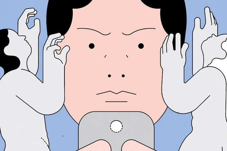 Ilustración de una persona que mira un móvil