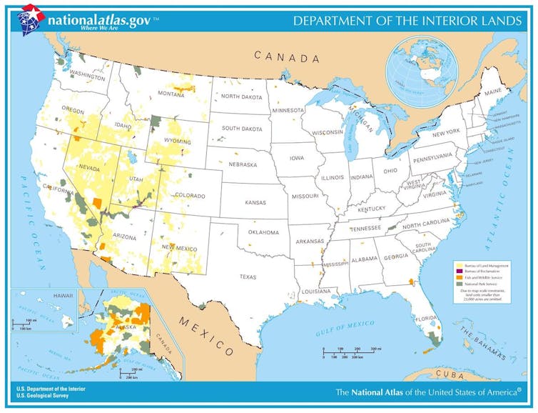 Map of public lands managed by the Interior Department.