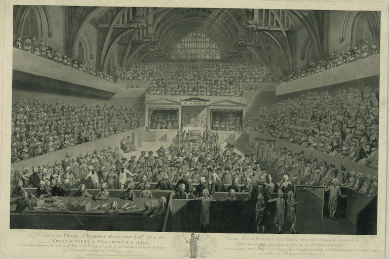 The impeachment trial of Warren Hastings in 1788