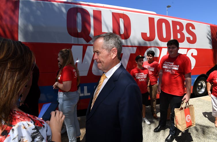 Ex-Labor leader Bill Shorten campaigning in Queensland in 2019.