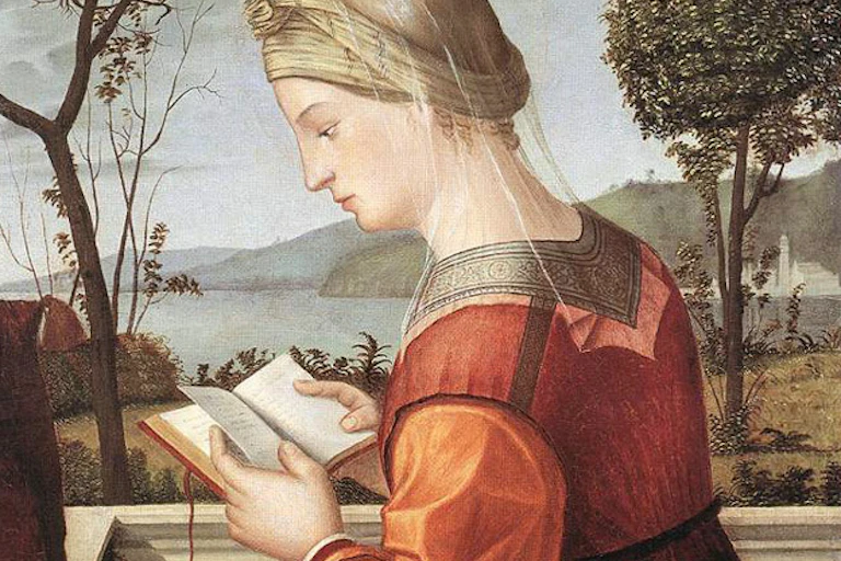 Painting of woman reading
