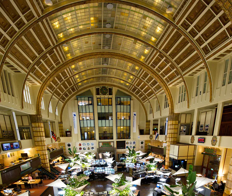 Interior of Euronext Stock Exchange in Amsterdam