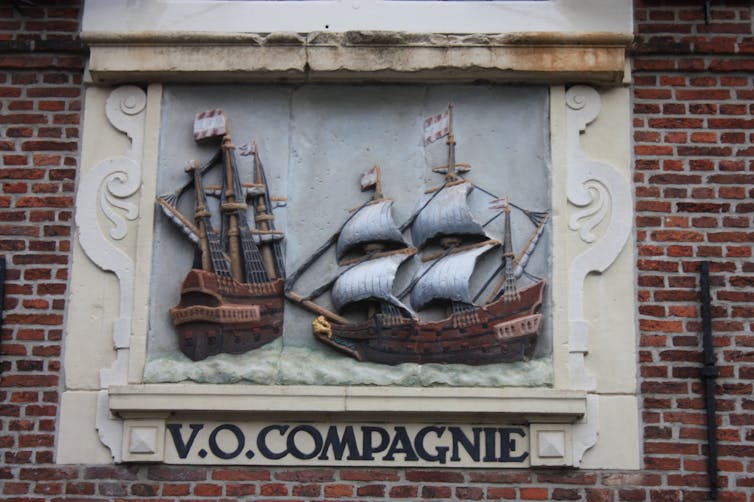 17th century plaque commemorating the Dutch East India Company.