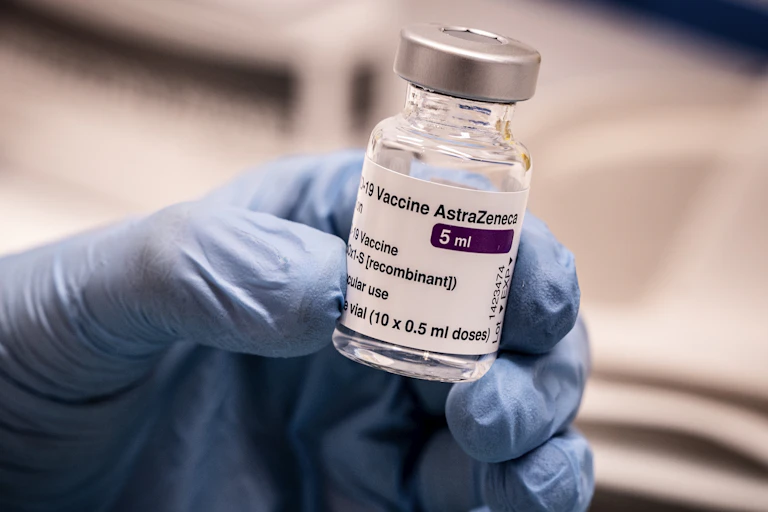 A vial of AstraZeneca vaccine