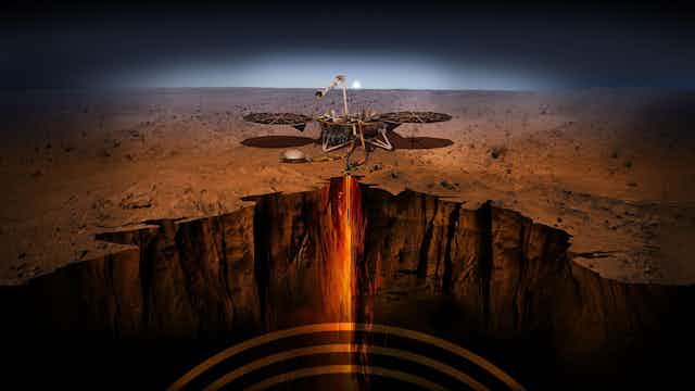 Artist impression of Mars Insight.