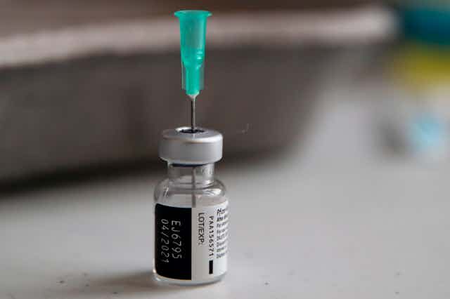 Vial of Pfizer COVID vaccine