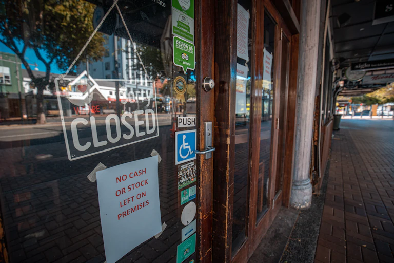 'Closed' sign in shop window