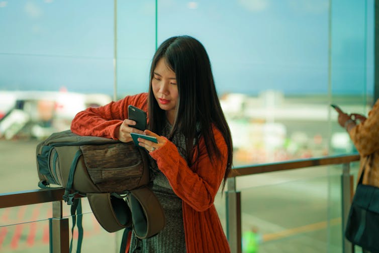 Young female traveller at airport