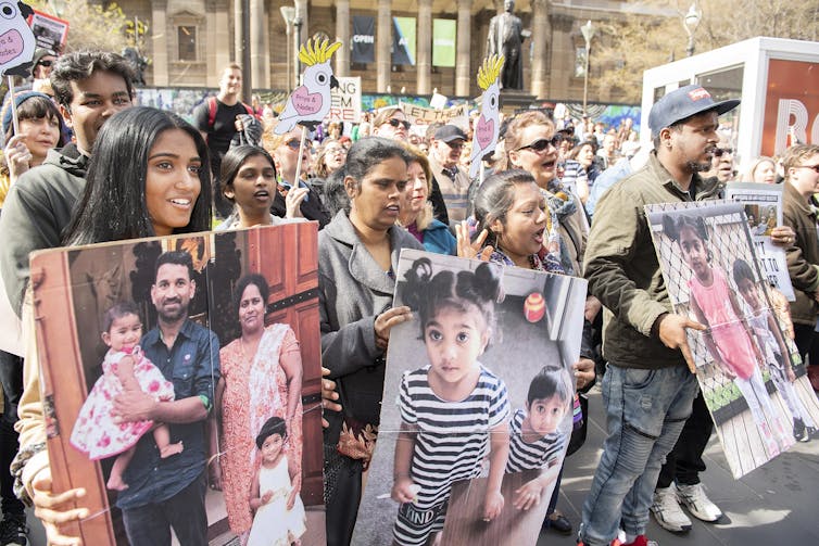 A rally in support of the family in Melbourne in 2019.