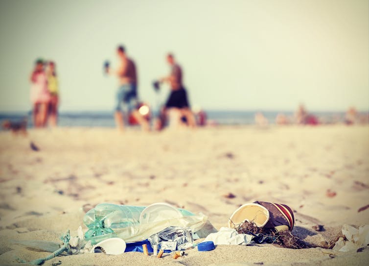 Garbage on a tourist beach