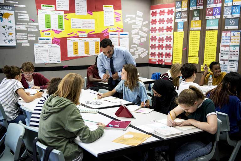 Students in a classroom.