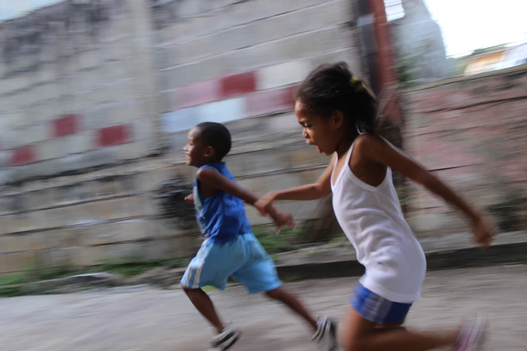 Two children running