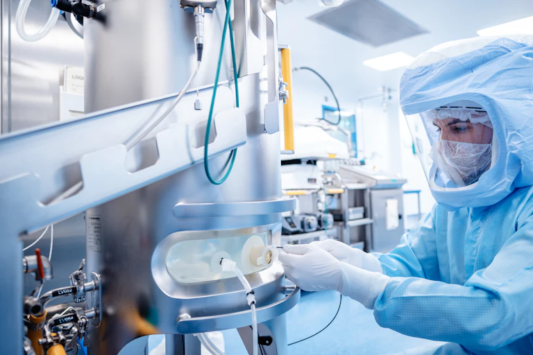A technician at work in BioNTech's lab in Marburg, Germany