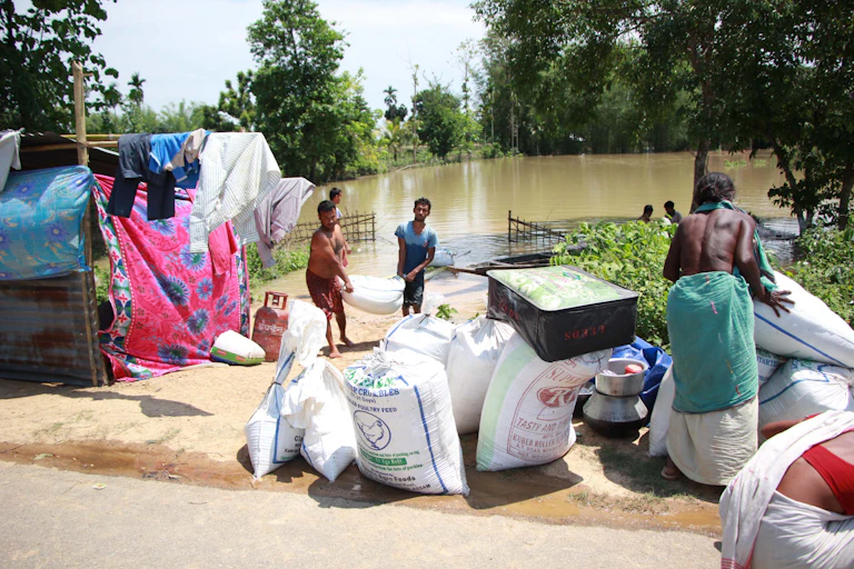 Inundación en una aldea de la India.