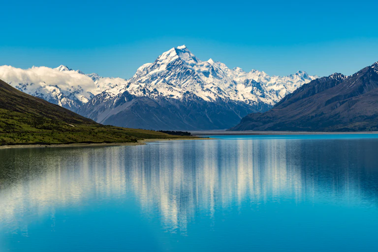 Aoraki/Mt Cook with Lake Pukaki in foreground