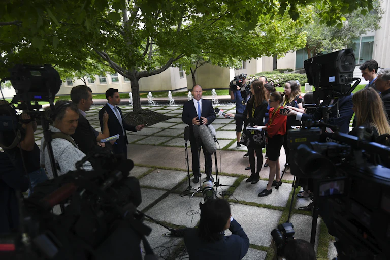 Josh Frydenberg at a press conference.