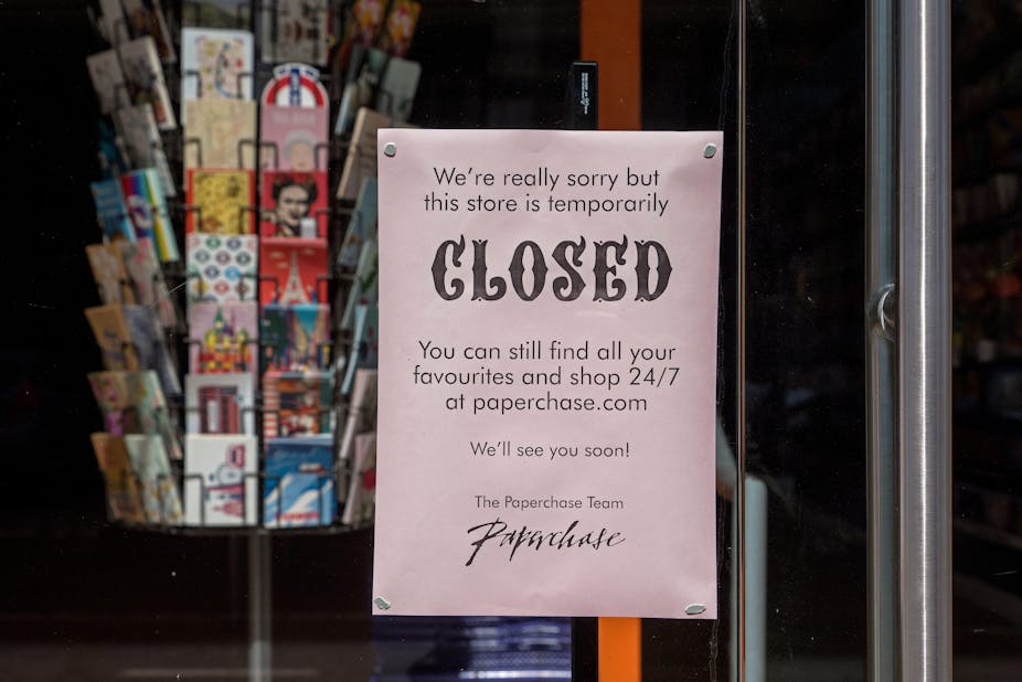Paperchase shop window with a closed sign