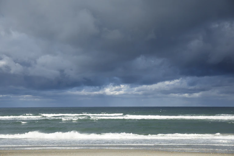 Overlooking Cape Cod Bay, Atlantic Ocean, at Plymouth Long Beach, Cape Cod, New England, United States