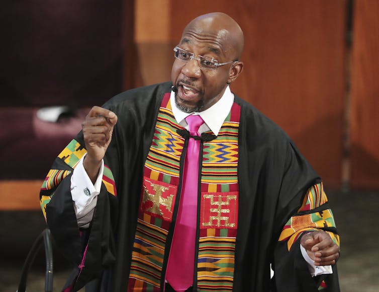 Rev. Raphael Warnock preaches at Ebenezer Baptist Church in Atlanta