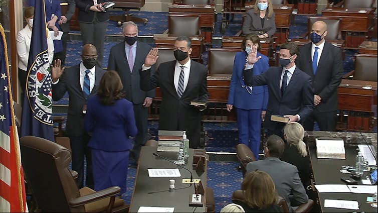 Raphael Warnock is sworn in as a U.S. senator