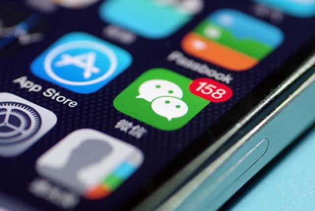 Photo of a phone screen showing the WeChat icon.