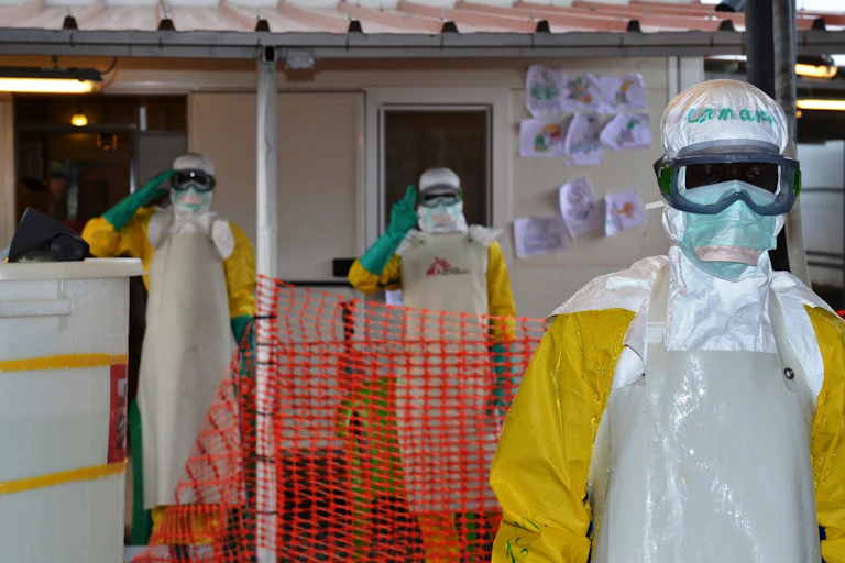 Health workers in protective gear