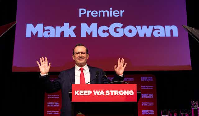 WA Premier Mark McGowan at his greets crowd at his election campaign launch