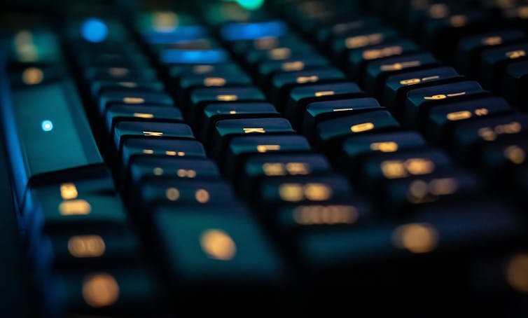 black keyboard with glowing keys