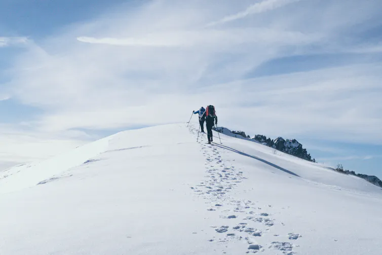 Randonneurs dans la neige