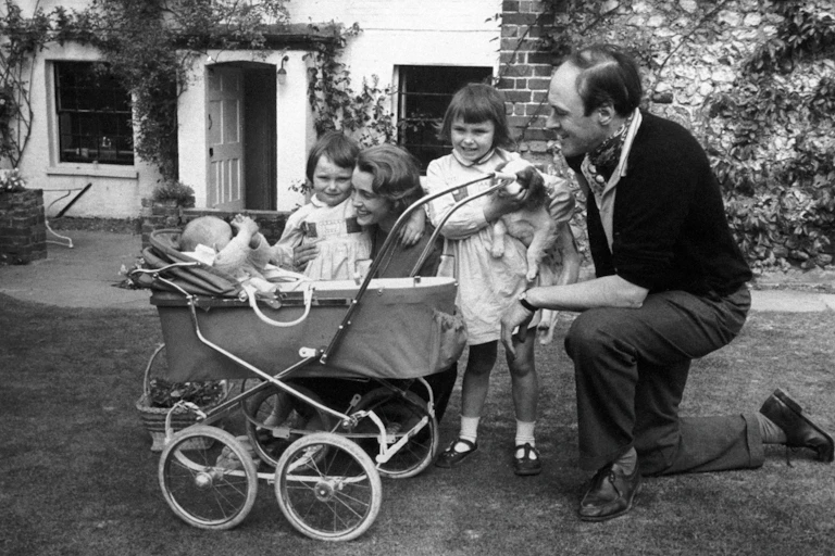 Roald Dahl with his wife Patricia Neal and children Olivia, Tessa and Theo